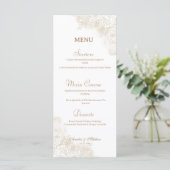 Minimalistische gouden bloemen elegante bruiloft menu (Staand voorkant)