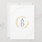 Minimalistische Gouden Bloemen Huwelijksuitnodigin Kaart (Voorkant)