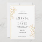 Minimalistische Gouden Bloemen Huwelijksuitnodigin Kaart (Achterkant)