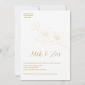 Minimalistische Gouden Bloemen Witte Huwelijksuitn Kaart (Voorkant)