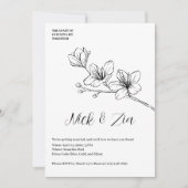 Minimalistische Gouden Bloemen Witte Huwelijksuitn Kaart (Voorkant)