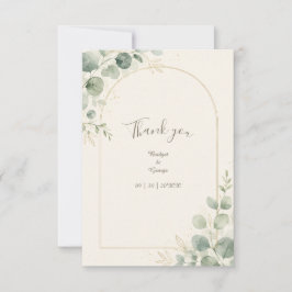 Minimalistische gouden boog Eucalyptus Bruiloft Bedankkaart