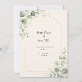 Minimalistische gouden boog Eucalyptus Bruiloft Kaart