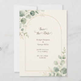 Minimalistische gouden boog Eucalyptus Bruiloft Kaart