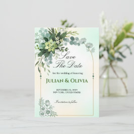Minimalistische gouden boog sage groene Save the D Kaart
