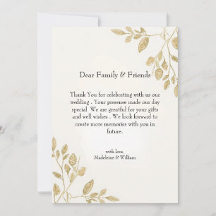 Minimalistische gouden botanische eucalyptusbruilo bedankkaart