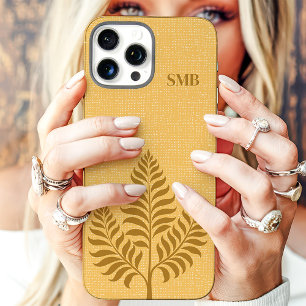 Minimalistische gouden botanische monogram iPhone 16 pro max hoesje