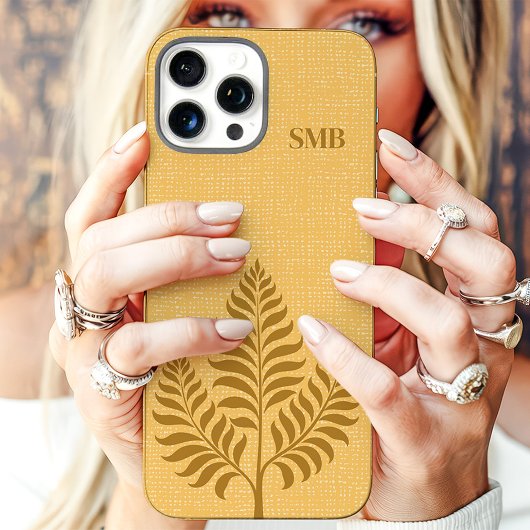 Minimalistische gouden botanische monogram Case-Mate iPhone case