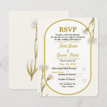 Minimalistische gouden botanische trouw-RSVP kaart