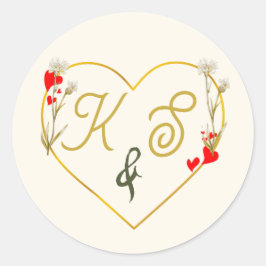 Minimalistische gouden botanische trouwsticker ronde sticker