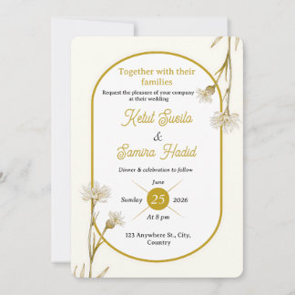 Minimalistische gouden botanische trouwuitnodiging kaart