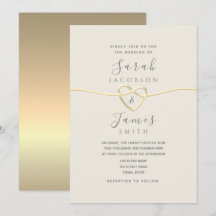 Minimalistische gouden bruiloftuitnodiging in scri