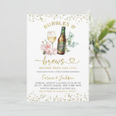 Minimalistische Gouden Bubbles and Brews Koppel Br Kaart (Staand voorkant)