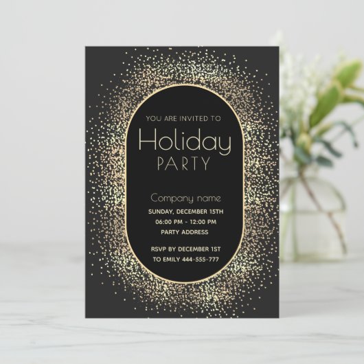 Minimalistische Gouden confetti corporate Vakantie Kaart (Staand voorkant)