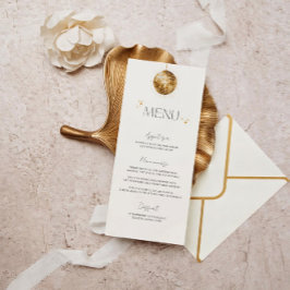 Minimalistische Gouden Disco Bal Huwelijksmenu Menu