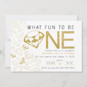 Minimalistische gouden edelsteen eerste verjaardag kaart (Voorkant)