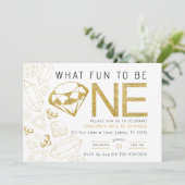 Minimalistische gouden edelsteen eerste verjaardag kaart (Staand voorkant)