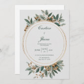 Minimalistische gouden en groene botanische cirkel kaart (Voorkant / Achterkant)