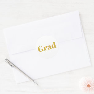 Minimalistische Gouden en Witte Afstudeerceremonie Ronde Sticker