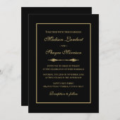 Minimalistische gouden en zwarte elegante bruiloft kaart (Voorkant / Achterkant)