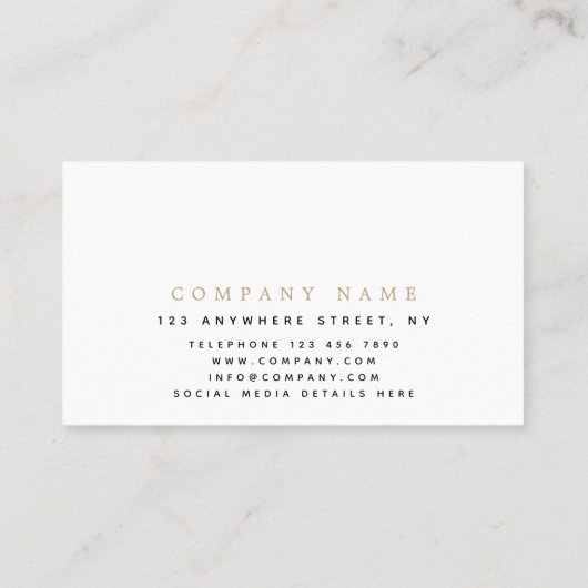 Minimalistische gouden en zwarte typografie/uw log visitekaartje (Achterkant)