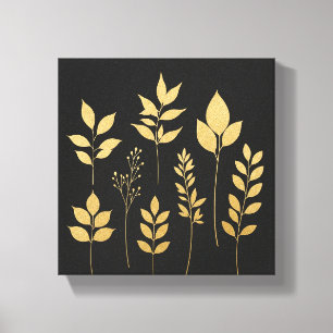 Minimalistische gouden folie botanische muur kunst canvas afdruk