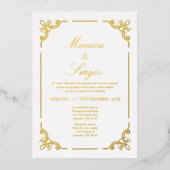 Minimalistische gouden folie bruiloft folie uitnodiging (Voorkant)
