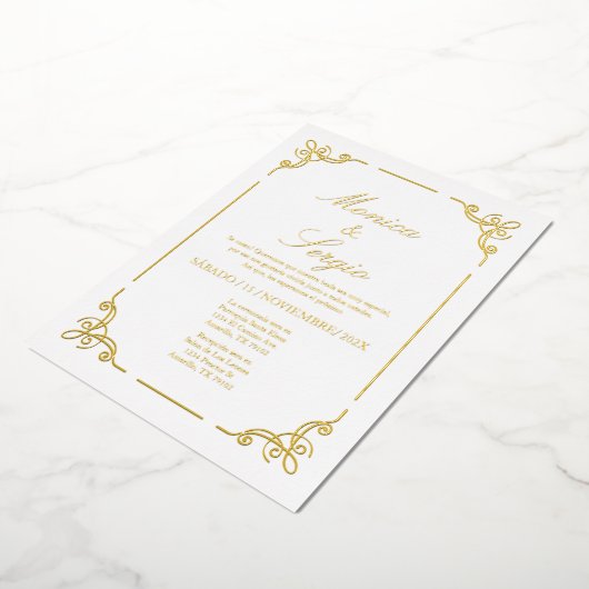 Minimalistische gouden folie bruiloft folie uitnodiging (Gedraaid)