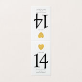 Minimalistische Gouden Folie Hart Trouwtafel Numme Kaart (Buitenkant ongevouwen)