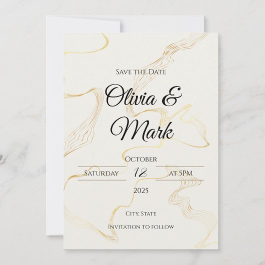 Minimalistische Gouden Folie Save the Date | Elega Kaart (Voorkant)