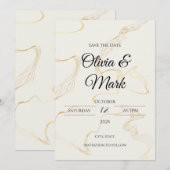 Minimalistische Gouden Folie Save the Date | Elega Kaart (Voorkant / Achterkant)