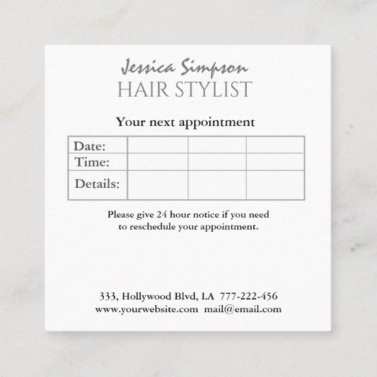 Minimalistische gouden folie schaar HAAR Afsprakenkaartje (Achterkant)