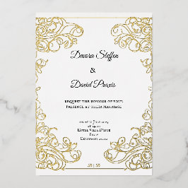 Minimalistische gouden folie sierlijke uitnodiging