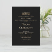 Minimalistische gouden formele script zwarte Nikah Kaart (Staand voorkant)