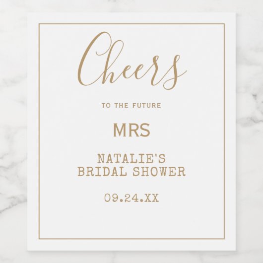 Minimalistische Gouden Future Mrs Wijnlabel Wijn Etiket (Enkel label)