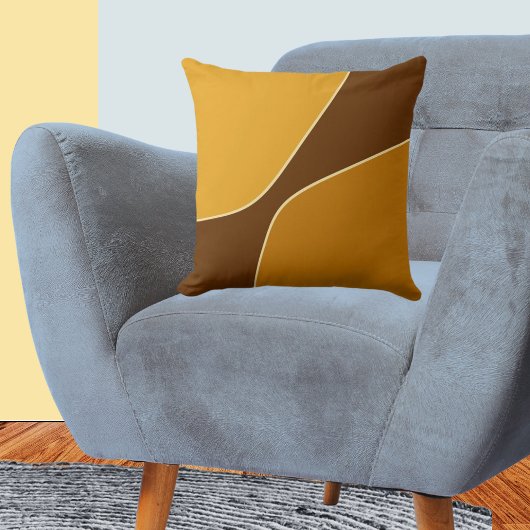 Minimalistische gouden gele en bruine kwartiervorm kussen