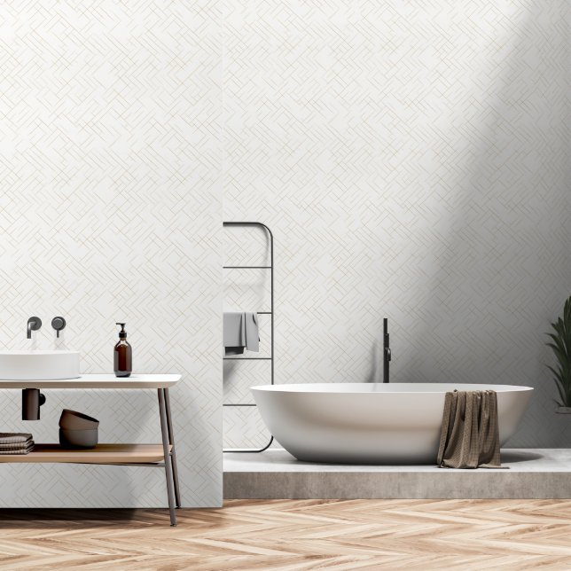 Minimalistische gouden geometrische lijnbehang behang (Badkamer)