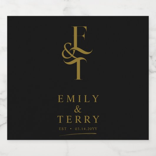 Minimalistische Gouden Gepersonaliseerde Chic Wedd Likeurfles Etiket (Enkel label)