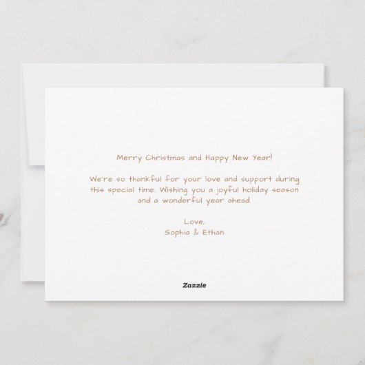 Minimalistische Gouden Getrouwd en Prettig Kerstmi Feestdagenkaart (Achterkant)