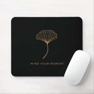 Minimalistische Gouden Ginkgo Blad Zen Citaat Muis Muismat
