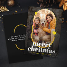 Minimalistische Gouden Glitter Kerst Familie Foto