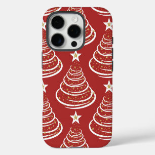 Minimalistische gouden glitter kerstbomen iPhone 16 pro hoesje
