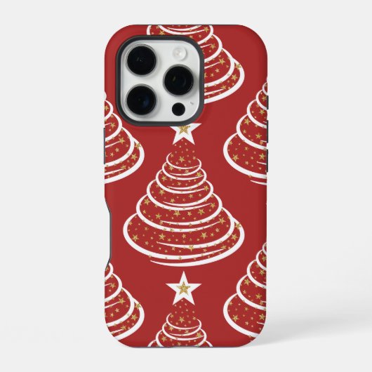 Minimalistische gouden glitter kerstbomen iPhone hoesje (Achterkant)