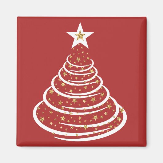 Minimalistische gouden glitter kerstbomen magneet (Voorkant)