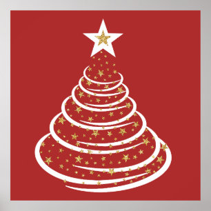 Minimalistische gouden glitter kerstbomen poster