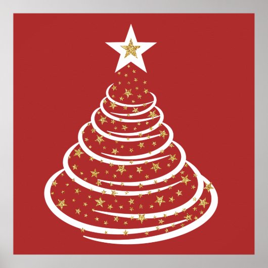 Minimalistische gouden glitter kerstbomen poster (Voorkant)