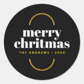 Minimalistische Gouden Glitter Kerstfamilie Ronde Sticker (Voorkant)