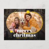 Minimalistische Gouden Glitter Kerstfoto Feestdagenkaart (Voorkant)