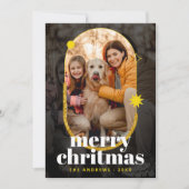 Minimalistische Gouden Glitter Kerstfoto Feestdagenkaart (Voorkant)