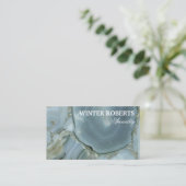 Minimalistische gouden glitter marmeren logo visit visitekaartje (Staand voorkant)